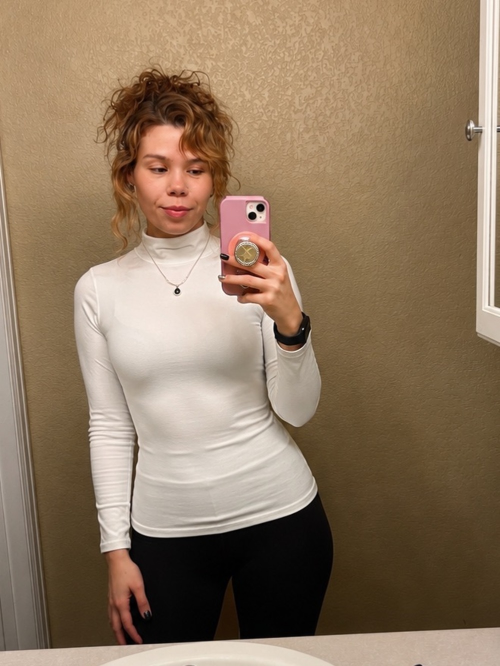 Amazon Women's Long Sleeve Mock Neck Top in White
